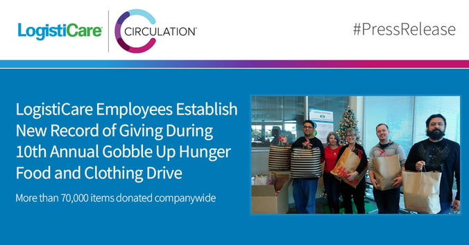 LogistiCare Employees Establish New Record of Giving During 10th Annual Gobble Up Hunger Food and Clothing Drive